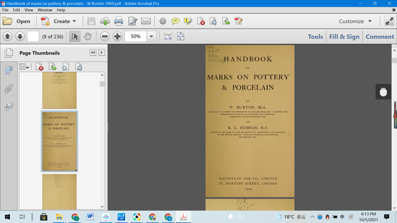 Handbook of marks on pottery & porcelain - W Burton 1909 - dszfoundation