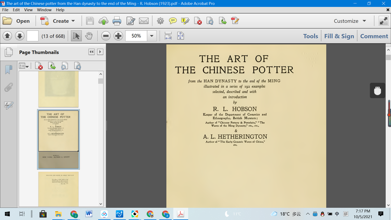 The art of the Chinese potter from the Han dynasty to the end of the Ming - R. Hobson (1923) - dszfoundation