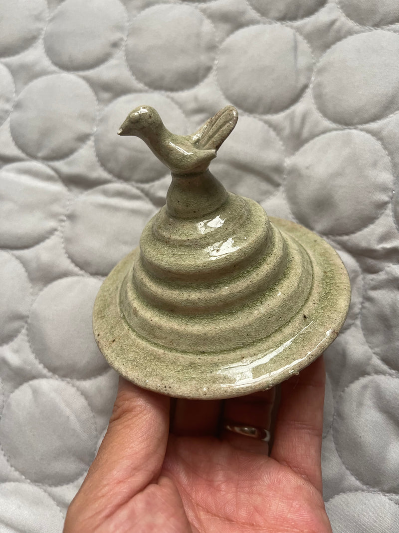 Yuan Dynasty Porcelain Celadon Glazed lidded Dragon jar bird Finial Funerary Jar - dszfoundation