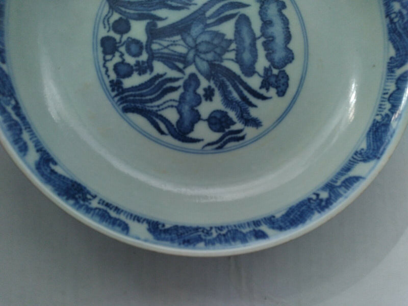 Antique Chinese Ming Dynasty Blue and White Dish