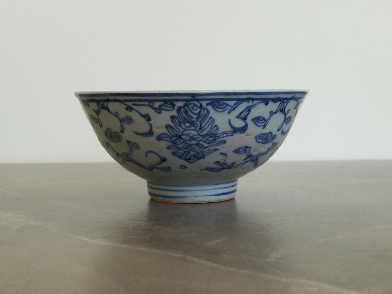 Antique Chinese Ming (1368 - 1644) Dynasty Blue and White Porcelain Bowl