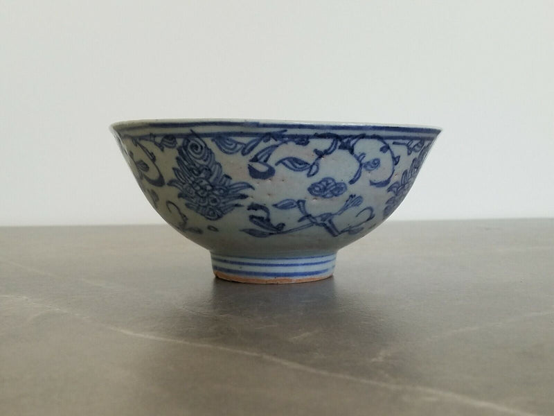 Antique Chinese Ming (1368 - 1644) Dynasty Blue and White Porcelain Bowl