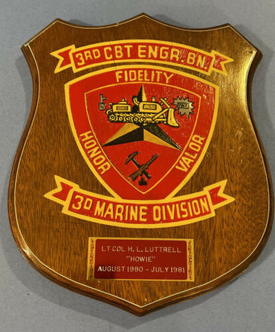 3rd CBT ENGR. BN. 3D Marine Division Wooden Wall Plaque Luttrell